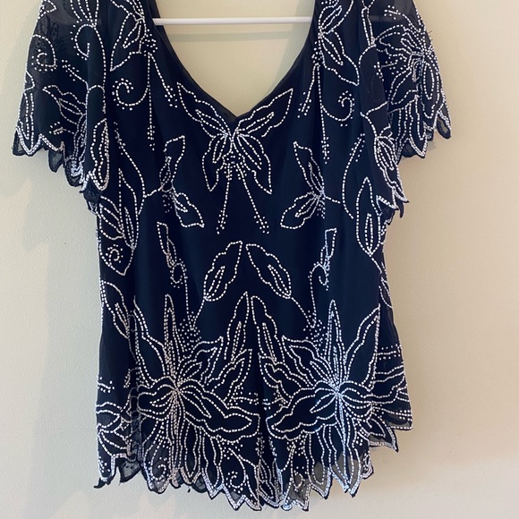 Evening Top with sewed on beads - Picture 2 of 4